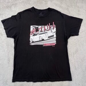 Key Street Graphic T-Shirt Mens Large Black JDM Car Japanese Text Streetwear Tee